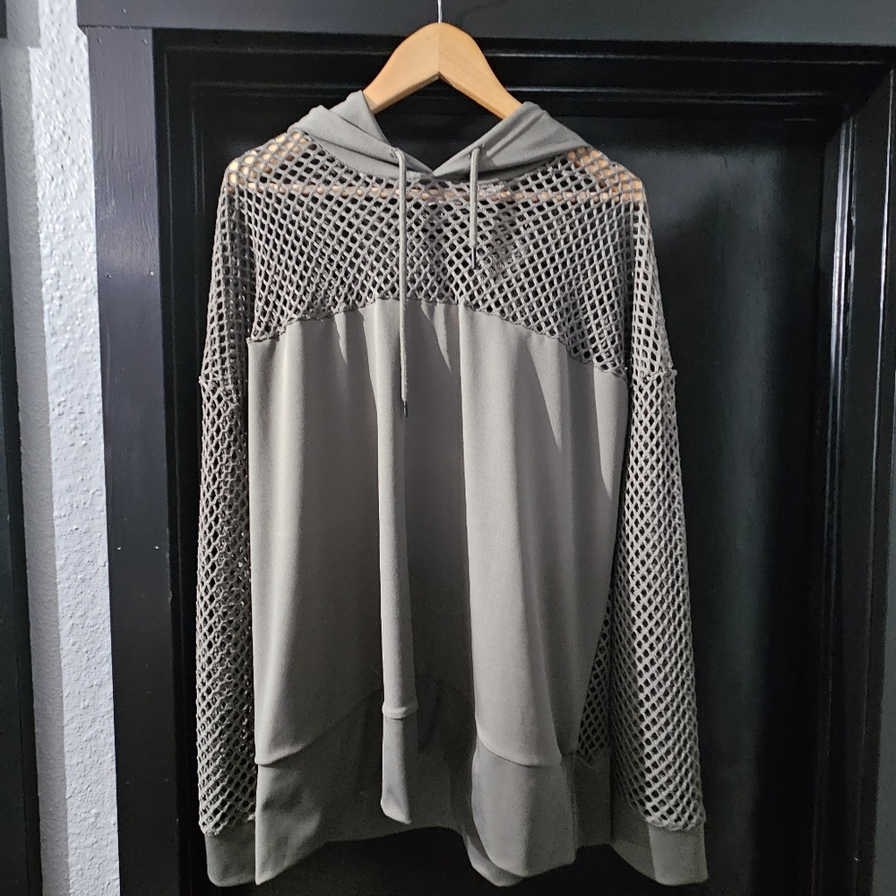 I Believe Olive Mesh Hoodie Size Large